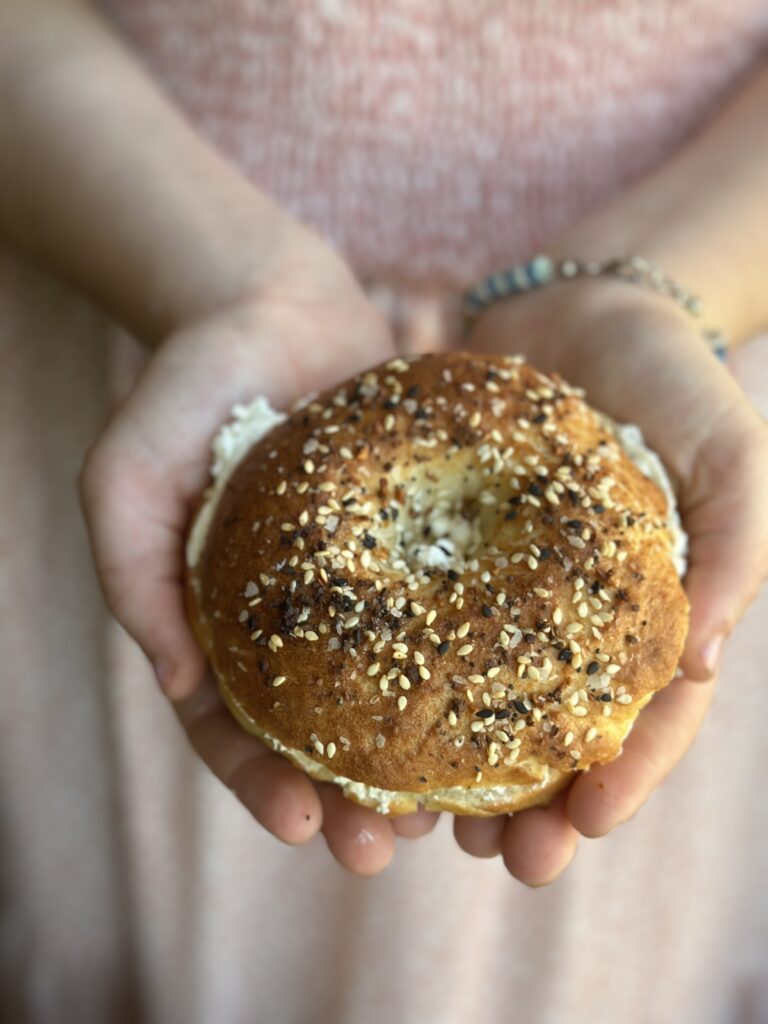 Sourdough bagel with everything seasoning