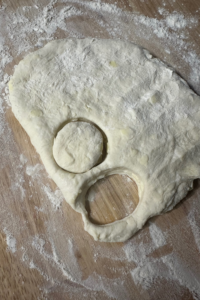 cut biscuits out of dough