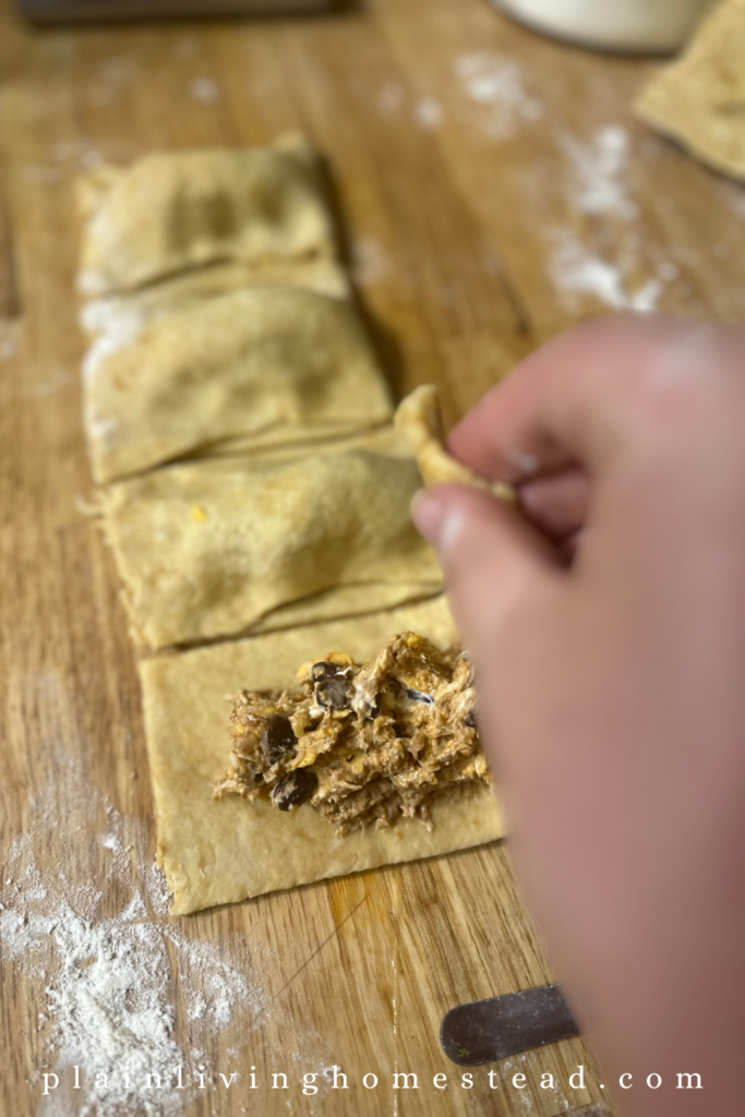 filling sourdough hot pockets