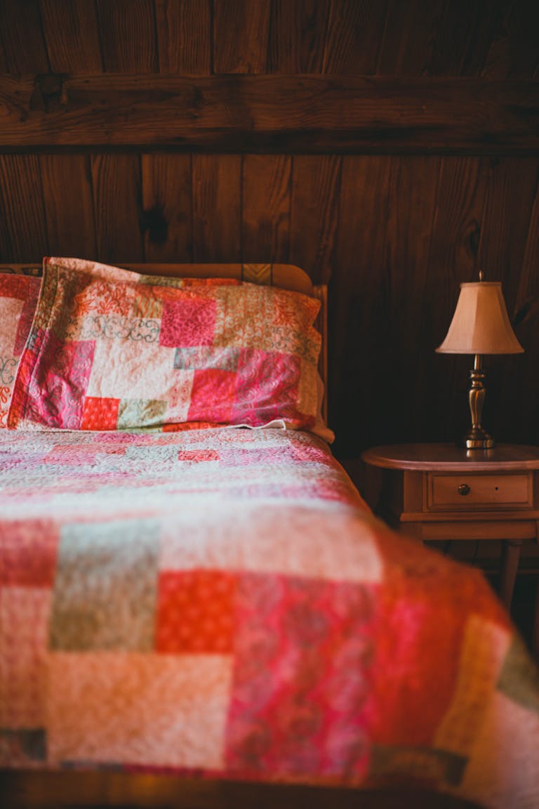 patchwork quit on a bed