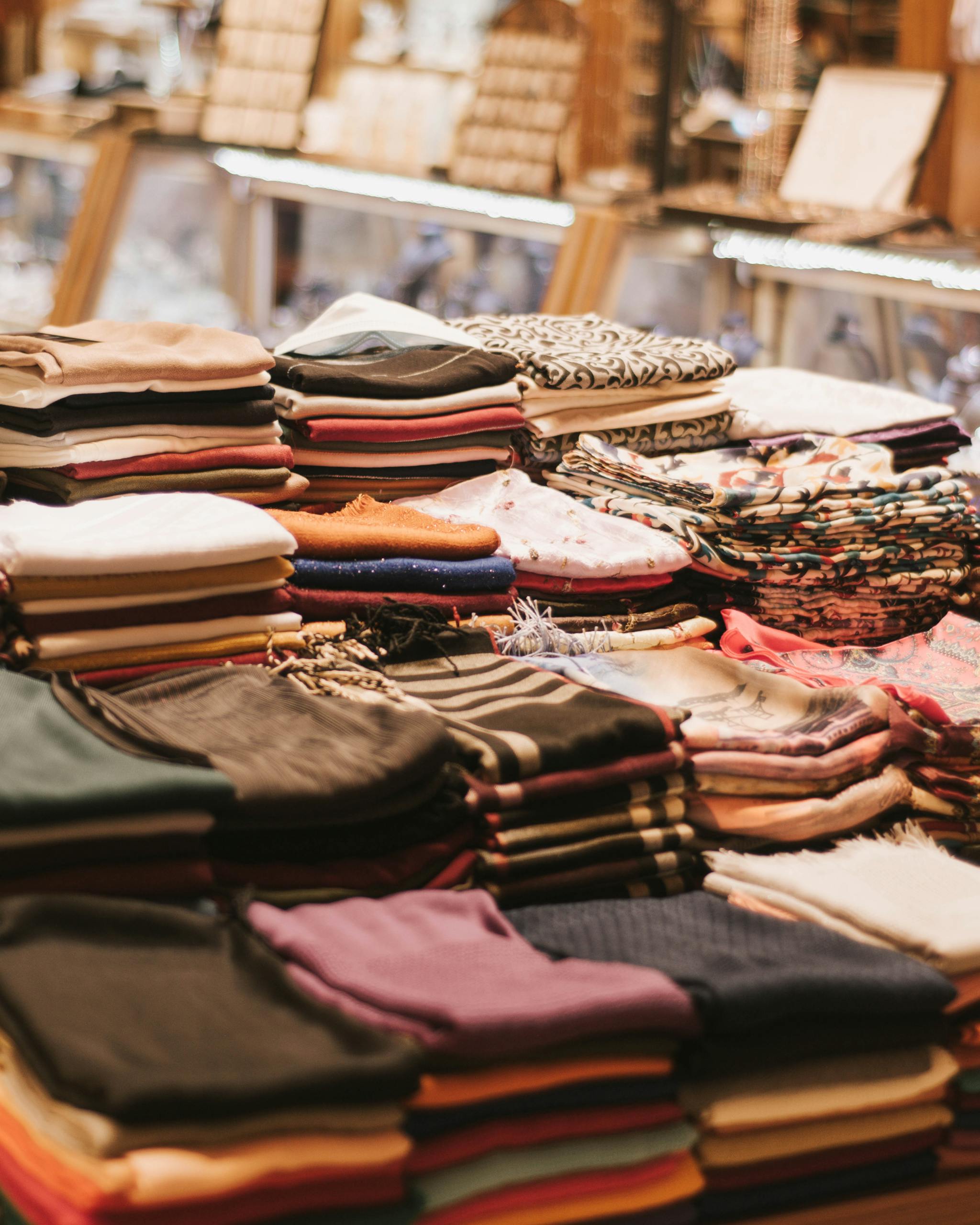 Assorted Fabrics on a Table