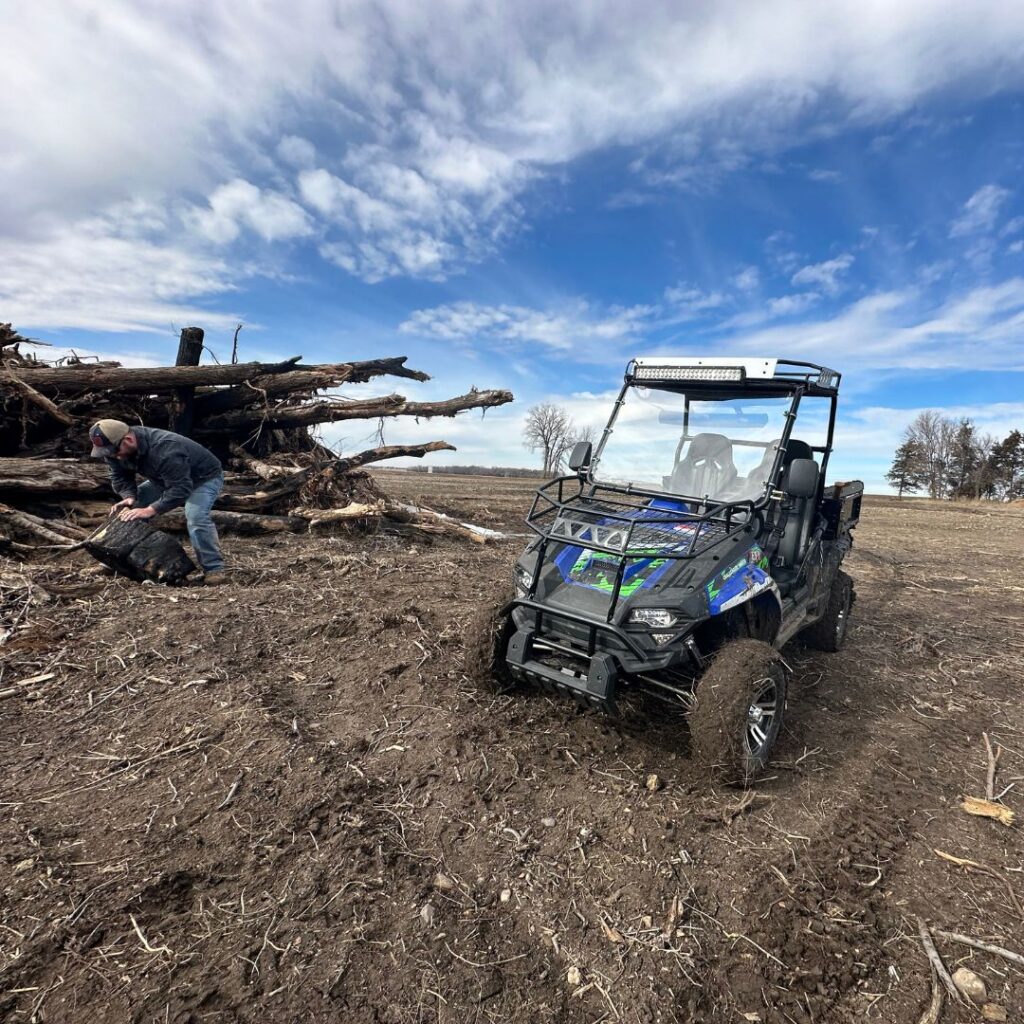 cutting and hauling wood with a trailmaster