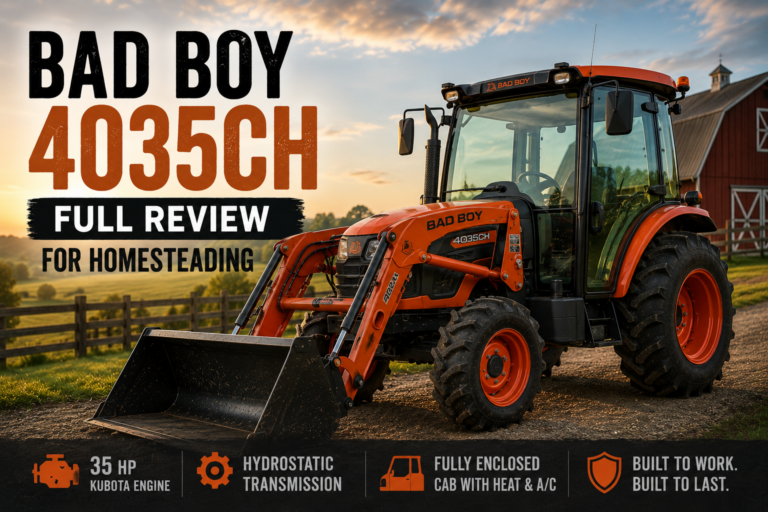 full review of a Bad Boy 4035CH tractor with enclosed cab